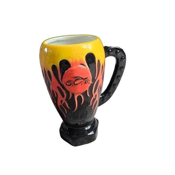 Orange County Choppers 2005 Coffee Mug Beer Stein Flames Orange/Yellow - Picture 1 of 6